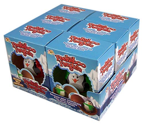 Peekaboo Penguin Milk Chocolate Balls with Marshmallow Penguins, Christmas Stocking Stuffer for Kids, Holiday Activities, (6 Pack)