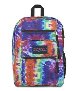 jansport big laptop backpack for college - computer bag with 2 compartments, ergonomic shoulder straps, 15” laptop sleeve, haul handle - book rucksack, red hippie days