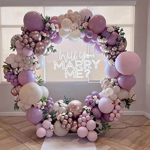 Dusty Purple Balloon Garland Arch Kit 143pcs White Sand, Rose Gold Chrome,Dusty Purple Pastel Pink Balloons for Boho Birthdays, Weddings, Baby Showers Party Decoration