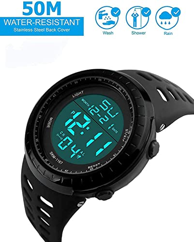 LYMFHCH Men's Digital Watch, Sports Waterproof Military Watches for Men LED Casual Stopwatch Alarm Tactical Army Watch