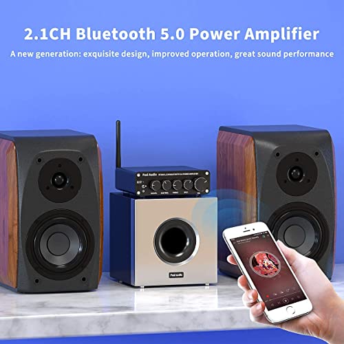 Fosi Audio BT30D Bluetooth 5.0 Stereo Audio Receiver Amplifier 2.1 Channel Mini Hi-Fi Class D Integrated Amp 50 Watt x2+100 Watt for Home Outdoor Passive Speakers/Subwoofer Powered Subwoofer