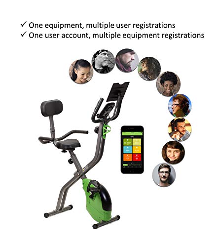 ShareVgo Bluetooth Smart Folding Semi Recumbent Magnetic Upright Exercise Bike with free APP for Indoor Bike Workout Log and Track, Backrest, Pulse Sensors and Tablet Holder - SXB1000