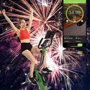 ShareVgo Bluetooth Smart Folding Semi Recumbent Magnetic Upright Exercise Bike with free APP for Indoor Bike Workout Log and Track, Backrest, Pulse Sensors and Tablet Holder - SXB1000