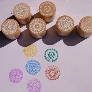 Magnoloran 12 Pieces Wooden Stamps, Retro Vintage Floral Flower Pattern Rubber Stamp Set for DIY Craft Card Making Planner Scrapbooking Supplies