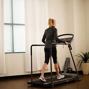 Sunny Health & Fitness Walking Treadmill with Low Wide Deck and Multi-Grip Handrails for Balance, 295 LB Max Weight - SF-T7857, Gray