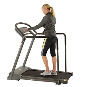 Sunny Health & Fitness Walking Treadmill with Low Wide Deck and Multi-Grip Handrails for Balance, 295 LB Max Weight - SF-T7857, Gray