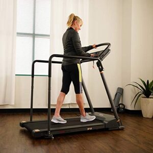 Sunny Health & Fitness Walking Treadmill with Low Wide Deck and Multi-Grip Handrails for Balance, 295 LB Max Weight - SF-T7857, Gray