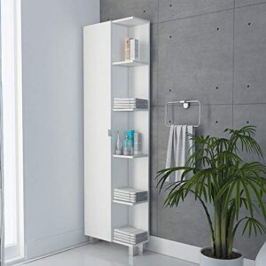 tuhome urano linen storage cabinet organizer with swinging hinge door and 9 shelves for bathroom bedroom kitchen or garage, white