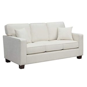 osp home furnishings russell 3 seater sofa with 2 pillows and coffee finished legs, ivory