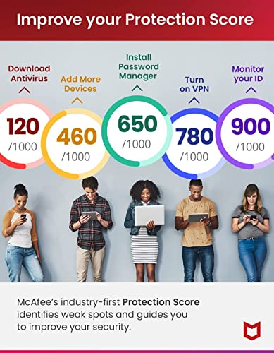 McAfee Total Protection 2023 | 3 Device | Cybersecurity Software Includes Antivirus, Secure VPN, Password Manager, Dark Web Monitoring | Amazon Exclusive 1 Year with Auto Renewal
