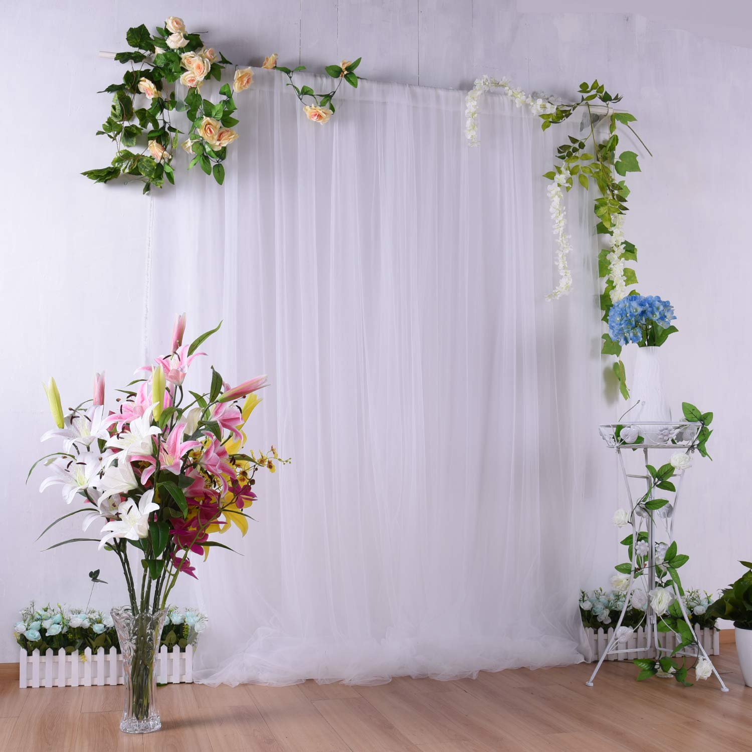 White Tulle Backdrop Curtain for Parties Wedding Baby Shower White Sheer Background for Bridal Shower Photography Props Gender Reveal Backdrop Drapes 5 ft X 7 ft