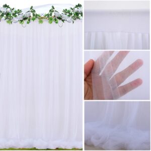 White Tulle Backdrop Curtain for Parties Wedding Baby Shower White Sheer Background for Bridal Shower Photography Props Gender Reveal Backdrop Drapes 5 ft X 7 ft