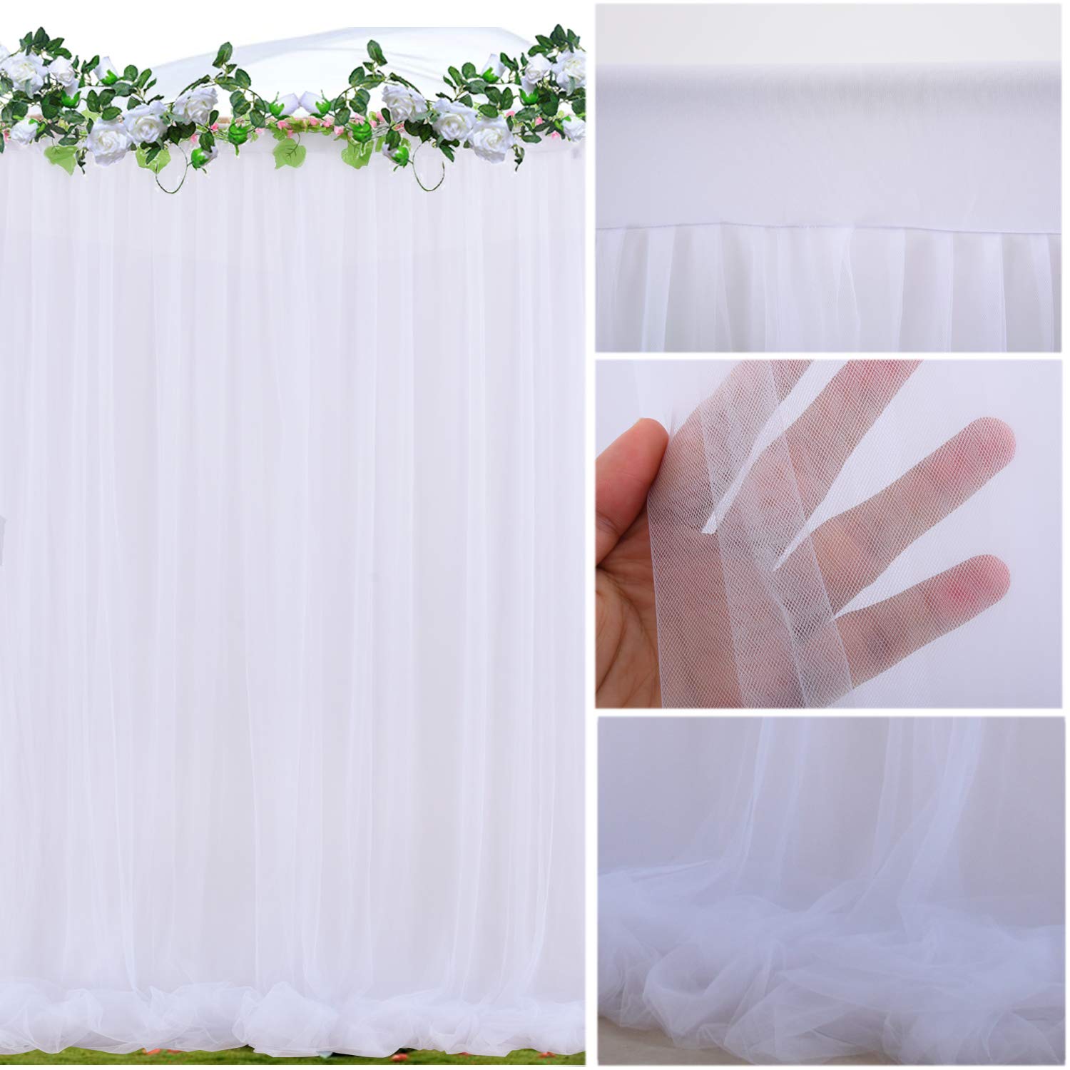 White Tulle Backdrop Curtain for Parties Wedding Baby Shower White Sheer Background for Bridal Shower Photography Props Gender Reveal Backdrop Drapes 5 ft X 7 ft