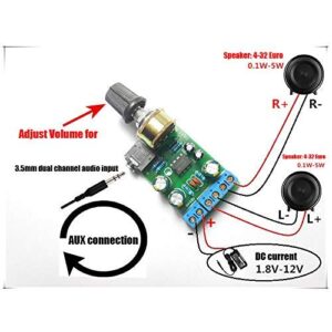 Ximimark DC 1.8-12V TDA2822M Audio Amplifier Board 2.0 Channel Stereo Amp 3.5mm AUX Audio Amplifier Module 2Pcs