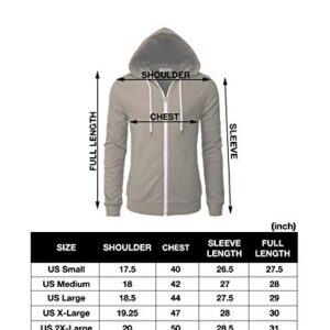 H2H Mens Slim Fit Zip Up Lightweight Long Sleeve Hoodies CHARCOAL US S/Asia M (CMOHOL048)