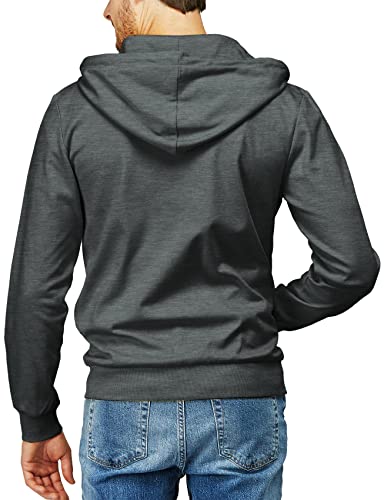 H2H Mens Slim Fit Zip Up Lightweight Long Sleeve Hoodies CHARCOAL US S/Asia M (CMOHOL048)