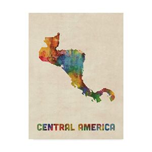 trademark fine art central america watercolor map by michael tompsett, 18x24