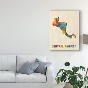 Trademark Fine Art Central America Watercolor Map by Michael Tompsett, 18x24