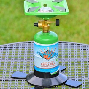 Flame King YSNVT-508 Portable BottleTop Camping Stove with Stable Lightweight Base Stand, Great for Outdoor Cooking, Backpacking, Compatible with 1LB Propane Gas Bottle