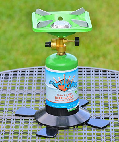 Flame King YSNVT-508 Portable BottleTop Camping Stove with Stable Lightweight Base Stand, Great for Outdoor Cooking, Backpacking, Compatible with 1LB Propane Gas Bottle