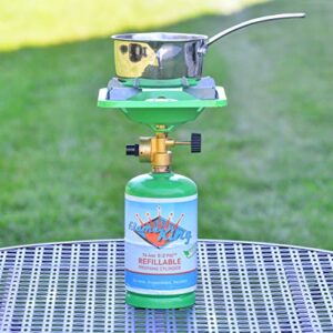 Flame King YSNVT-508 Portable BottleTop Camping Stove with Stable Lightweight Base Stand, Great for Outdoor Cooking, Backpacking, Compatible with 1LB Propane Gas Bottle