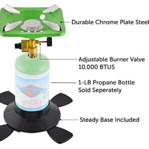 Flame King YSNVT-508 Portable BottleTop Camping Stove with Stable Lightweight Base Stand, Great for Outdoor Cooking, Backpacking, Compatible with 1LB Propane Gas Bottle