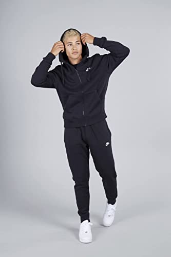 Nike Men's Sportswear Club Fleece Full Zip Hoodie, Fleece Zip-Up Hoodie Men, Black/Black/White, M