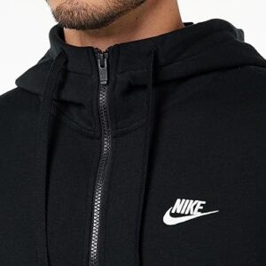 Nike Men's Sportswear Club Fleece Full Zip Hoodie, Fleece Zip-Up Hoodie Men, Black/Black/White, M