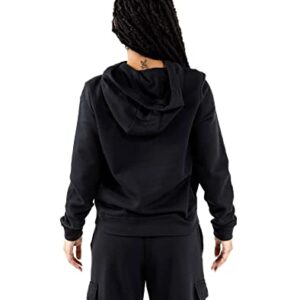 Nike Women's NSW Fleece Hoodie Full Zip Varsity, Black/Black/White, Small