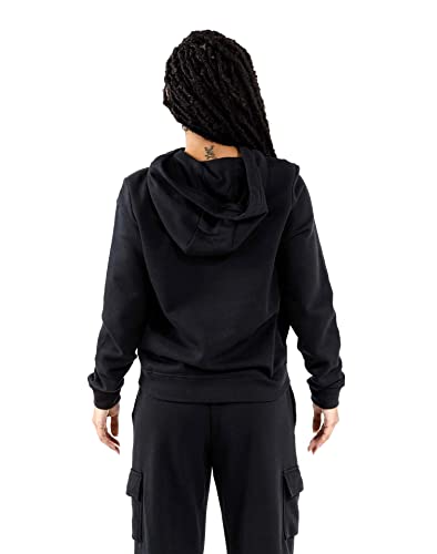 Nike Women's NSW Fleece Hoodie Full Zip Varsity, Black/Black/White, Small