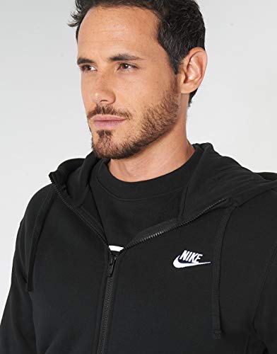 Nike Men's Sportswear Club Fleece Full Zip Hoodie, Fleece Zip-Up Hoodie Men, Black/Black/White, XL