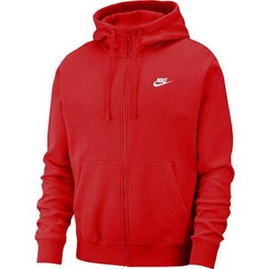 nike men's sportswear club fleece full zip hoodie, fleece zip-up hoodie men, university red/university red, 2xl