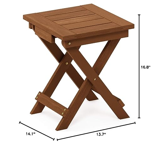 Furinno FG18556 Tioman Hardwood Patio Furniture Outdoor Folding Table Small, Natural