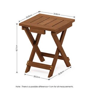 Furinno FG18556 Tioman Hardwood Patio Furniture Outdoor Folding Table Small, Natural