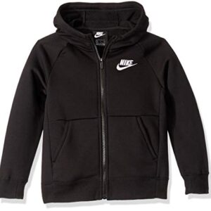 NIKE Girl's Nsw Full Zip Hoodie, Black/White, Large