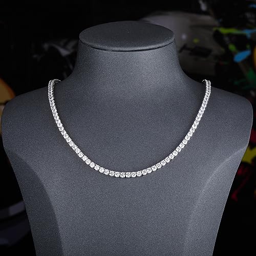 KMASAL 18k Gold Plated 1 Row 3MM Lab Simulated Diamond Iced Out Cubic Zirconia Chain Men's Hip-hop Tennis Choker Necklace Chain