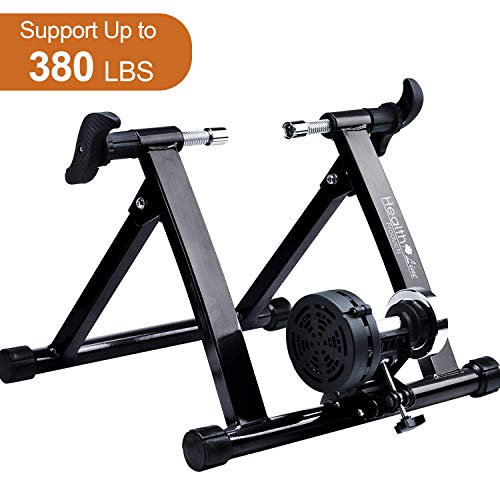 Bike Trainer Stand for 26"-28" Mountain & 700C Road Bikes, Indoor Stationary Bicycle Exercise w Quiet Noise Reduction/Wider 8 Level Resistance