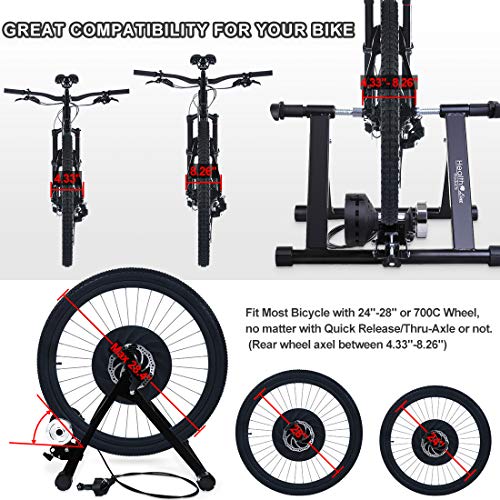 Bike Trainer Stand for 26"-28" Mountain & 700C Road Bikes, Indoor Stationary Bicycle Exercise w Quiet Noise Reduction/Wider 8 Level Resistance