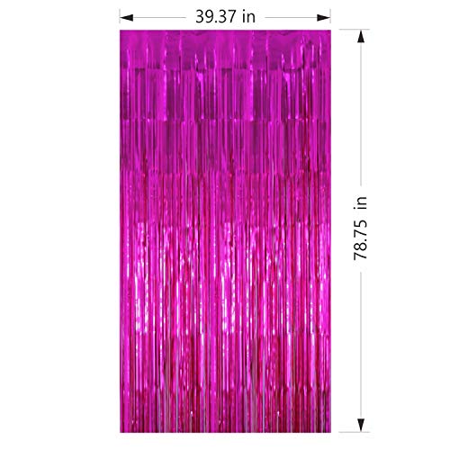 3 Pack Foil Curtains Metallic Foil Fringe Curtain for Birthday Party Photo Backdrop Wedding Event Decor (Matte Purple)