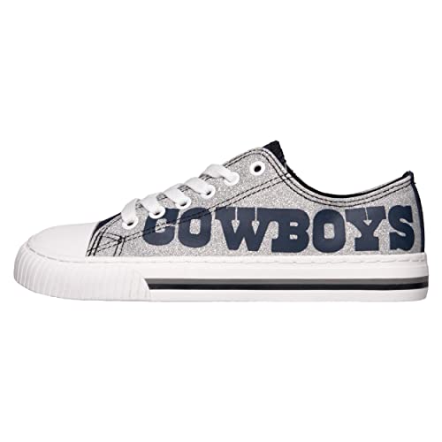 FOCO Dallas Cowboys NFL Womens Glitter Low Top Canvas Shoes - 9