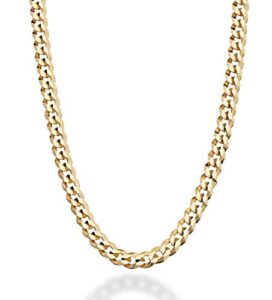 miabella solid 18k gold over sterling silver italian 5mm diamond-cut cuban link curb chain necklace for women men, 925 sterling silver made in italy (20 inches)