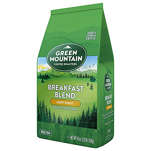 Green Mountain Coffee Roasters Breakfast Blend, Whole Bean Coffee, Light Roast, 18 Ounce (Pack of 1)