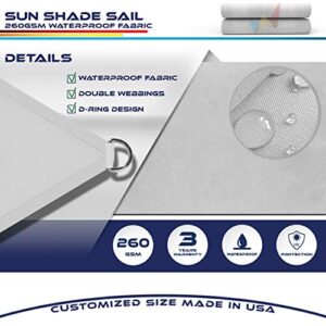Windscreen4less Terylene Waterproof Sun Shade Sail UV Blocker Triangle Sunshade Patio Canopy Sail 12' x 12' x 12' in Color Light Grey 260GSM
