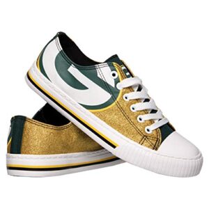 foco green bay packers nfl womens glitter low top canvas shoes - 7