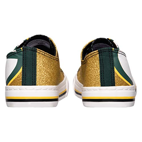 FOCO Green Bay Packers NFL Womens Glitter Low Top Canvas Shoes - 7