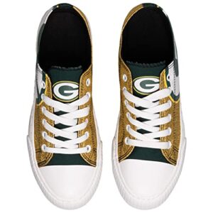 FOCO Green Bay Packers NFL Womens Glitter Low Top Canvas Shoes - 7