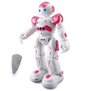 weecoc rc robot toys gesture sensing smart robot toy for girls can singing dancing speaking christmas birthday gift (pink)