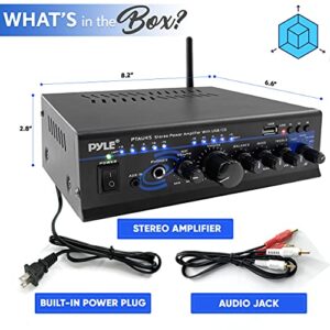 Pyle Home Bluetooth Audio Power Amplifier 2X120 Watt - Portable 2 Channel Surround Sound Stereo Receiver w/ USB - Amplified Subwoofer Speaker, CD DVD, MP3, iPhone, Phone, Theater, PA System -PTAU45.5