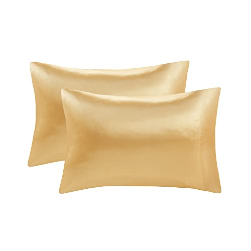 Madison Park Essentials Satin Luxury Wrinkle-Free High-Luster and Silk King Gold 2