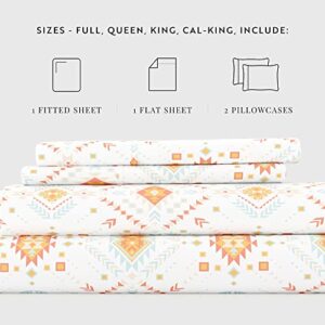 Linen Market 4 Piece Queen Bedding Sheet Set (Aztec Coral) - Sleep Better Than Ever with These Ultra-Soft & Cooling Bed Sheets for Your Queen Size Bed - Deep Pocket Fits 16" Mattress